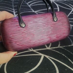 Elegant Pink Striped Women's Clutch Eye Glass Case